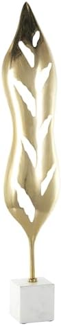 Deco 79 Gold Aluminum Leaf Sculpture with Marble Base