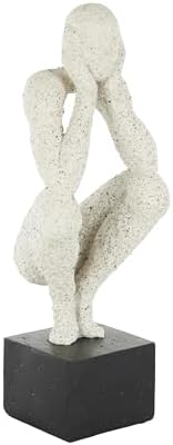 Deco 79 Polystone Crouching Person Statue with Black Base