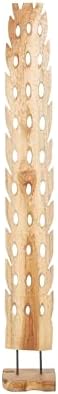 Deco 79 Teak Wood Abstract Sculpture with Live Edge Base 1