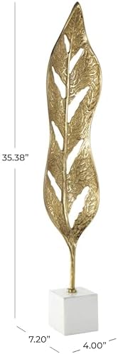 Deco 79 Gold Aluminum Leaf Sculpture with Marble Base