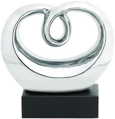 Deco 79 Abstract Ceramic Sculpture with Silver and Black Base