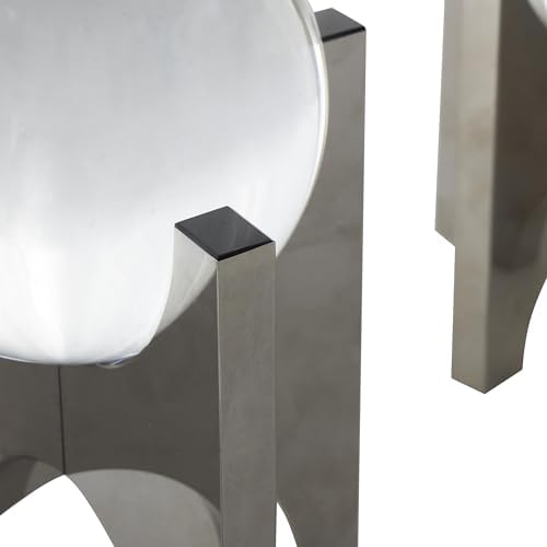 Deco 79 Glass Orb Sculpture Set of 2 with Silver X Holder