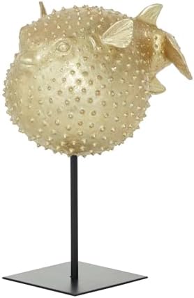 Deco 79 Gold Blowfish Sculpture with Stand