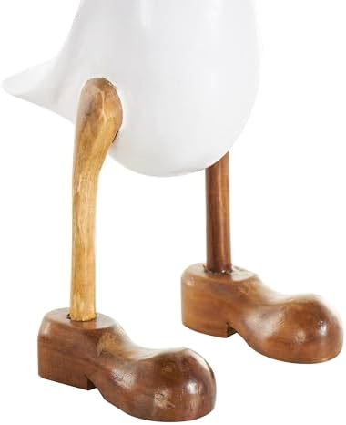 Deco 79 Farmhouse Bamboo Duck Statues with Hats and Shoes Set of 3