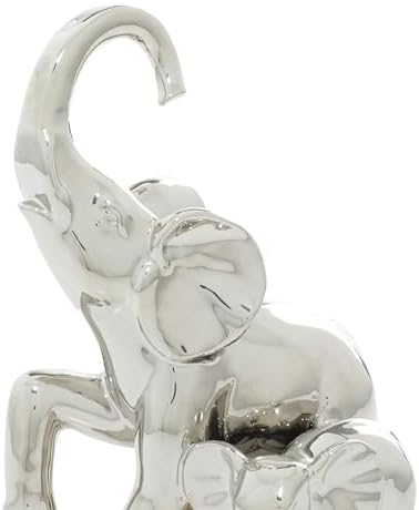 Deco 79 Silver Ceramic Elephant Statue Home Decor