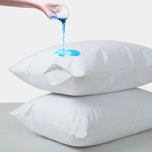 Waterproof Pillow Protectors with Zipper - 2 Pack King Size