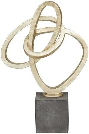 Deco 79 Polystone Gold Abstract Sculpture with Black Base