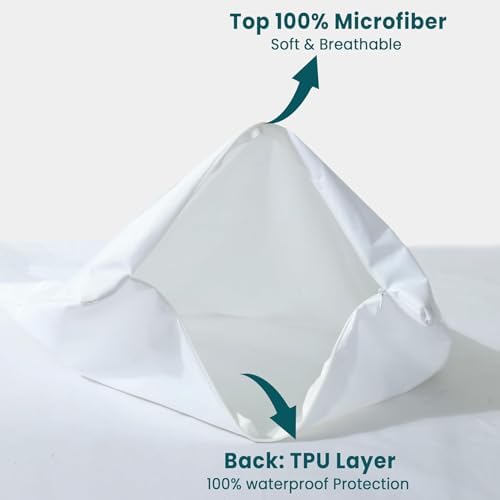 Waterproof Pillow Protectors with Zipper - 2 Pack King Size