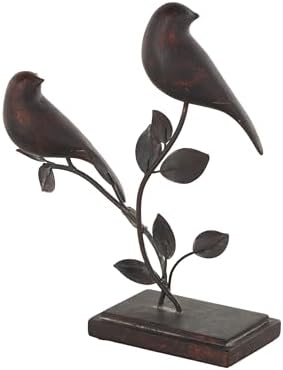 Deco 79 Black Polystone Bird Statue with Leaf Vines