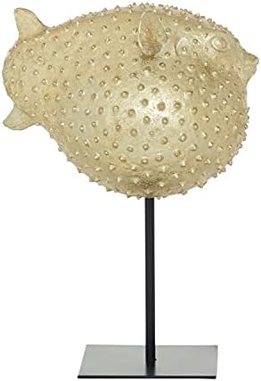 Deco 79 Gold Blowfish Sculpture with Stand