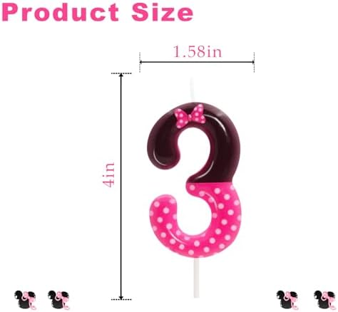 OGnomiFX 3rd Pink Black Birthday Candle with Bow