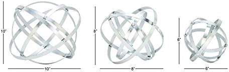 Deco 79 Modern Metal Geometric Statues Set of 3 6 8 10 Silver
