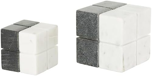 Deco 79 Marble Dice Sculpture Set of 2 White with Black Accent