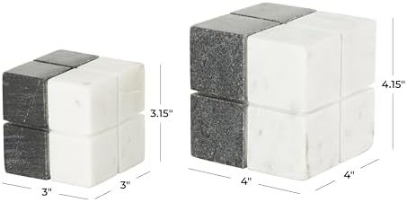 Deco 79 Marble Dice Sculpture Set of 2 White with Black Accent