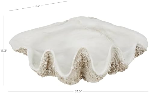 Deco 79 White Polystone Shell Statue 34x23x16