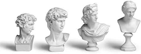 TRANSGOOD 4Pcs Classic Greek Bust Resin Statues Set 1