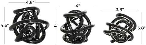 Deco 79 Black Glass Knot Sculpture Set of 3