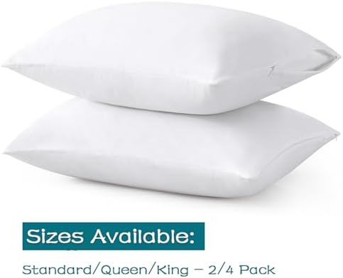 LOSAFEFE 100 Cotton Zip Pillow Cases King Size Set of 4