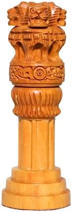 Generic Ashoka Stambh 3 Inch Wooden National Emblem Pillar