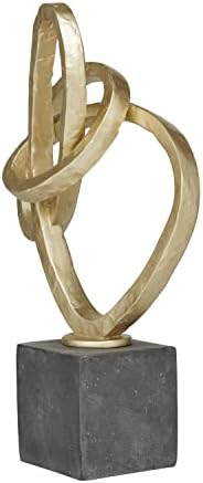 Deco 79 Polystone Gold Abstract Sculpture with Black Base