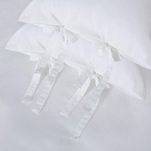 White Pillowcases with Bow Ties Pure Cotton King Size 2 Pieces
