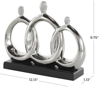 Deco 79 Ceramic Family Sculpture with Black Base