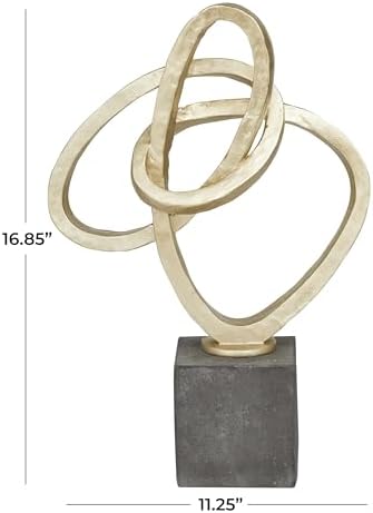 Deco 79 Polystone Gold Abstract Sculpture with Black Base