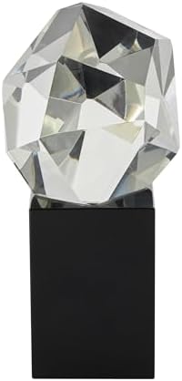 Deco 79 Abstract Glass Sculpture with Black Base