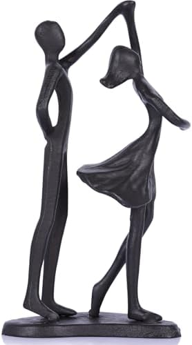 QIANLING Cast Iron Dancing Couple Sculpture - 6th Wedding Anniversary Gift