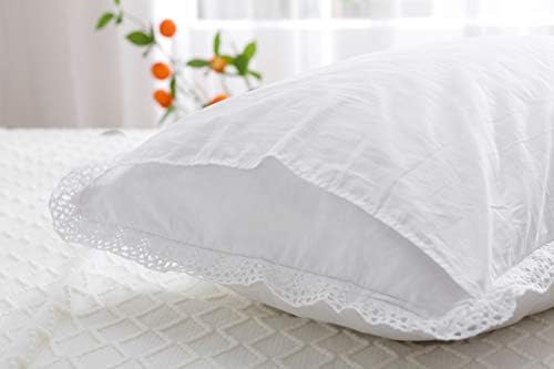 White Crocheted Lace Pillow Shams Queen Size 2PC