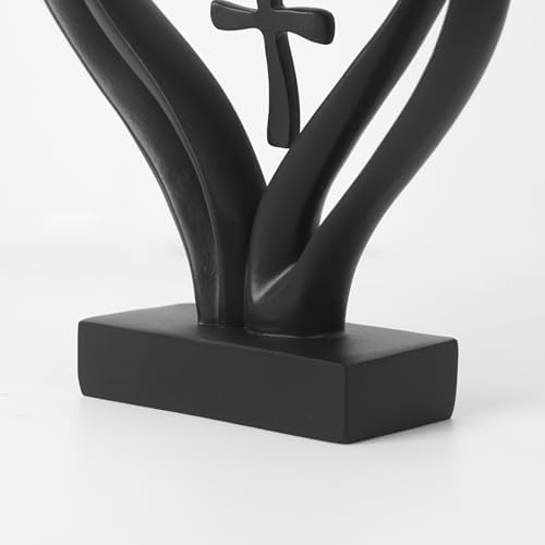 DreamsEden Romantic Wedding Heart Cross Sculpture - Anniversary Gift for Couples