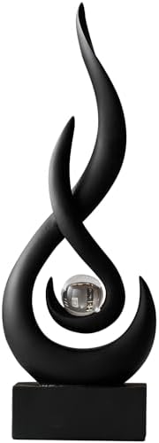 Flame Sculpture Modern Resin Decor Statue with Glass Sphere