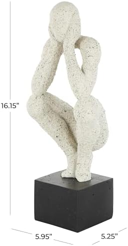 Deco 79 Polystone Crouching Person Statue with Black Base