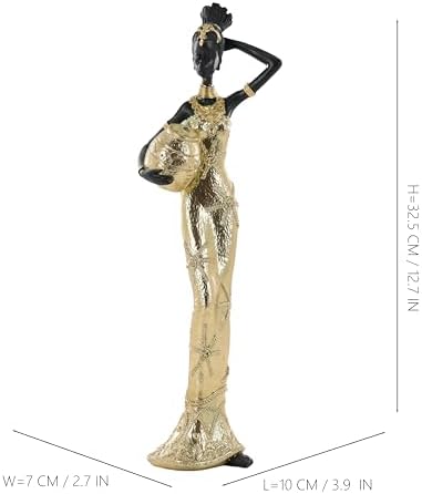 Set of 2 Gold Resin African Women Statues