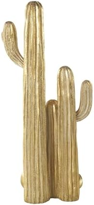 Deco 79 Gold Resin Cactus Sculpture 10 x 7 x 23