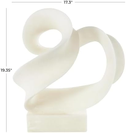 Deco 79 White Polystone Twisted Wave Sculpture 17x11x19