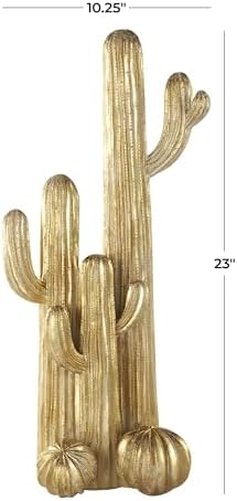 Deco 79 Gold Resin Cactus Sculpture 10 x 7 x 23