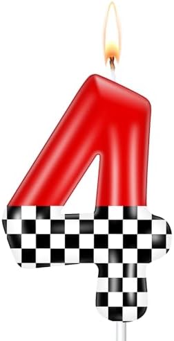 MTLEE Number 4 Racing Car Birthday Candle
