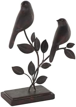 Deco 79 Black Polystone Bird Statue with Leaf Vines
