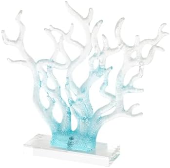 Deco 79 Blue Glass Coral Statue with Clear Base