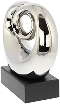 Deco 79 Abstract Ceramic Sculpture with Silver and Black Base