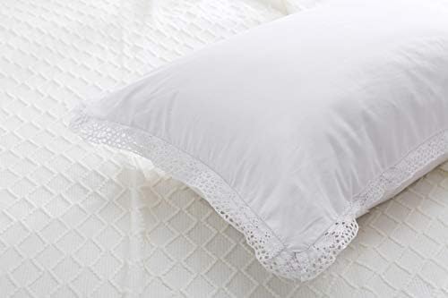 White Crocheted Lace Pillow Shams Queen Size 2PC