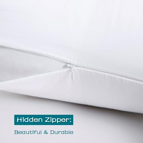LOSAFEFE 100 Cotton Zip Pillow Cases King Size Set of 4