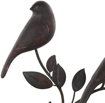 Deco 79 Black Polystone Bird Statue with Leaf Vines
