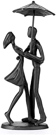 Loving Couple Under Umbrella Bronze Sculpture