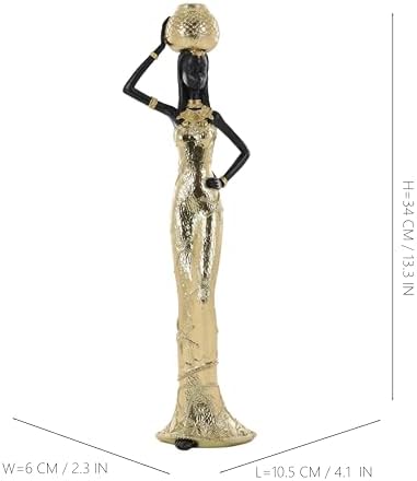 Set of 2 Gold Resin African Women Statues