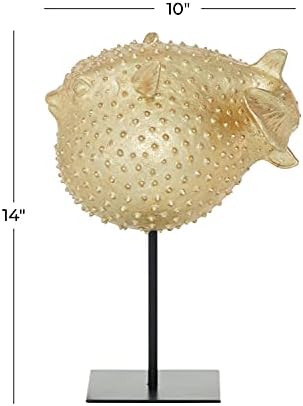 Deco 79 Gold Blowfish Sculpture with Stand