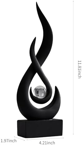 Flame Sculpture Modern Resin Decor Statue with Glass Sphere