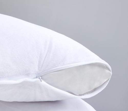 ProtectMySleep Cotton Terry Pillow Protectors - 2-Pack Waterproof Hypoallergenic