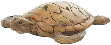 Deco 79 Polystone Turtle Home Decor Statue Brown